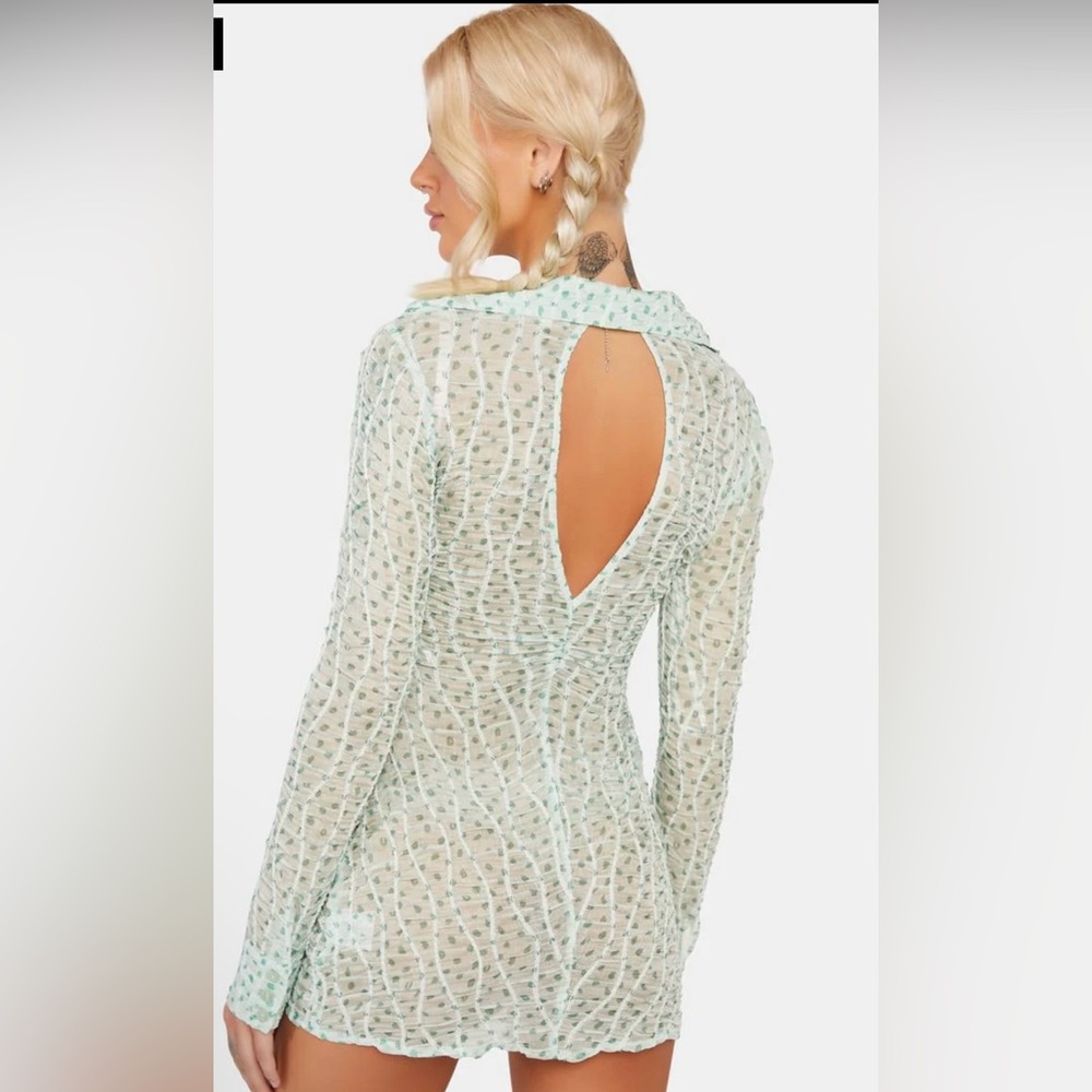 For Love & Lemons Mint Green Sheer Dress - Picture 10 of 10